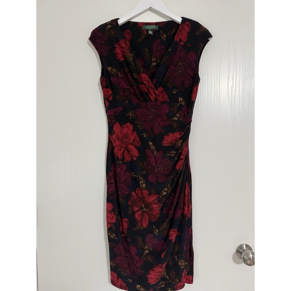 Lauren Ralph Lauren Dresses & Skirts - Ralph Lauren Women's Floral Dress Red/Purple, Sleeveless, Size 6 With Slit